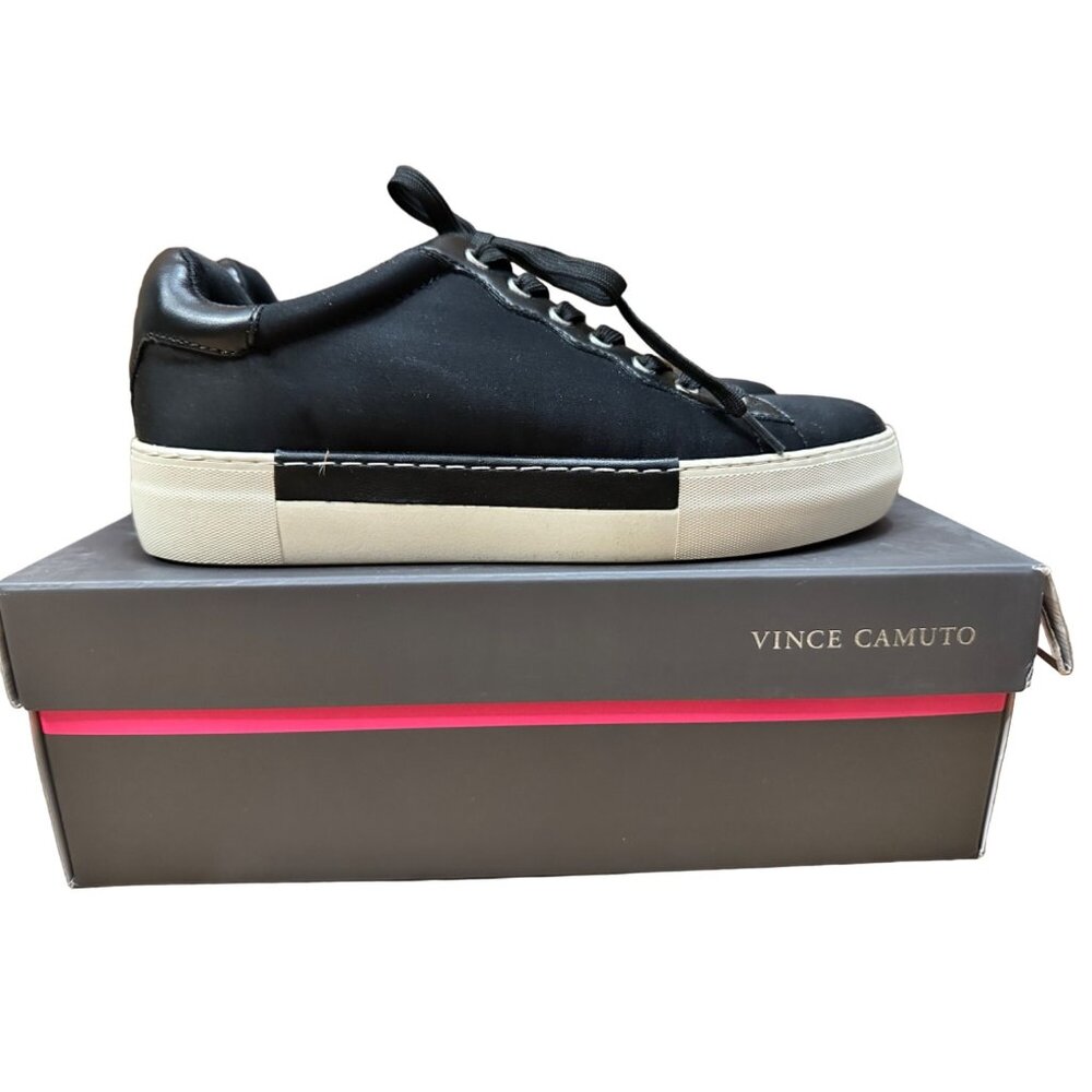 Vince Camuto Shoes 7 M Senile Black Scuba Minimalist Canvas Oxford Comfort